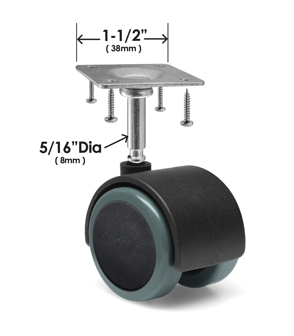 Slipstick CB681 2 Inch Floor Protector Rubber Caster Wheels Set of 4 5/16 Stem for sale online 
